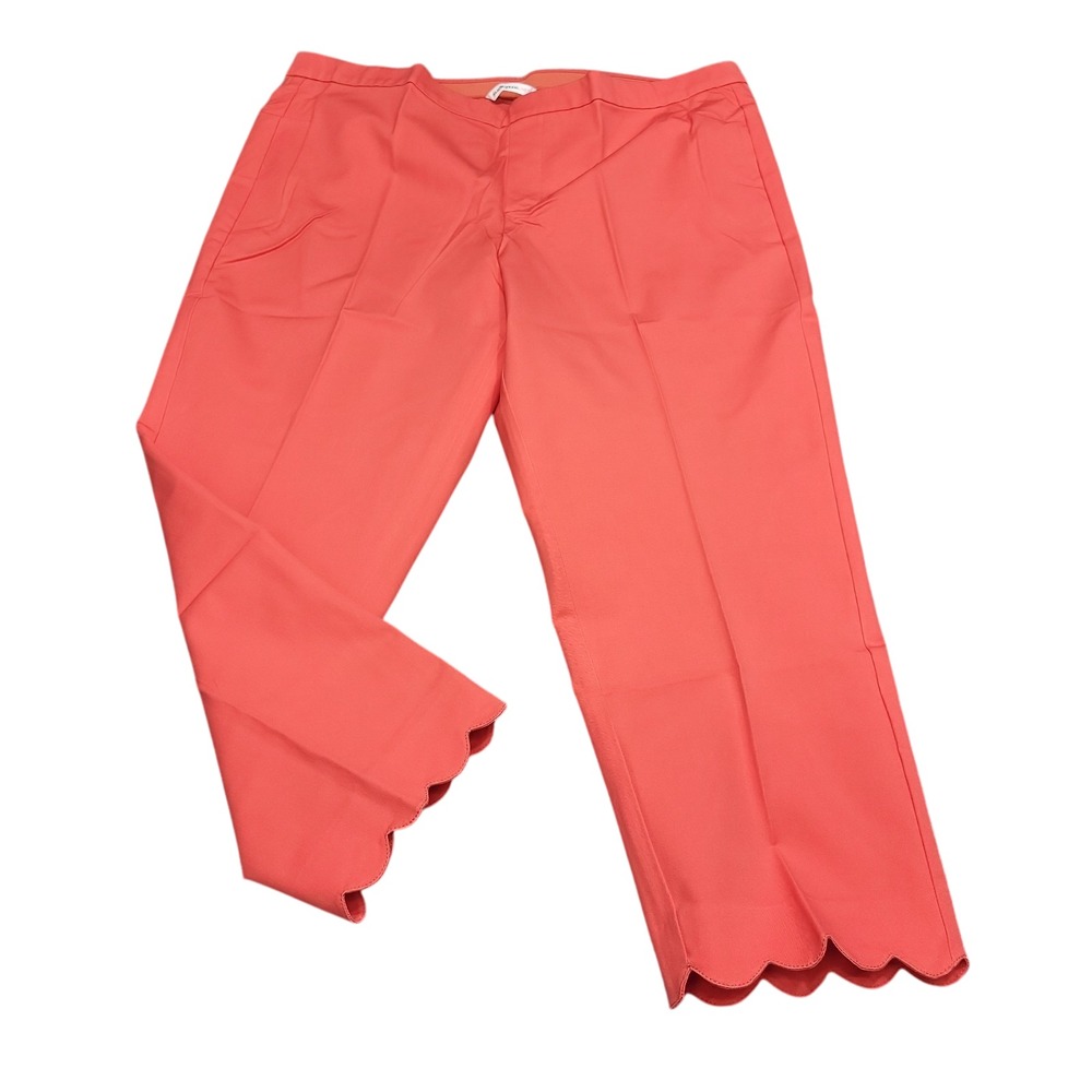 Isaac Mizrahi Live!Womens Stretch Crop Pants Scallop Hem Coral Plus Size 20W